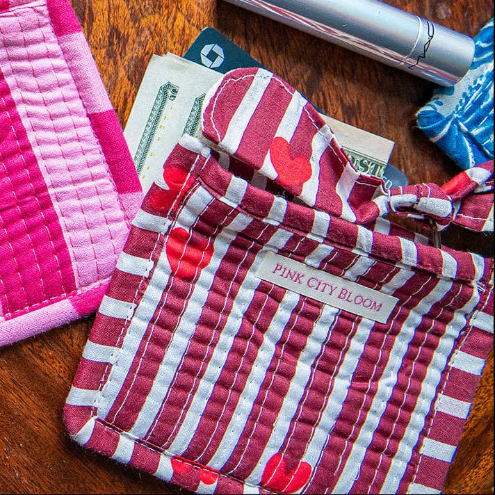 Coin Pouch in Berry Strip