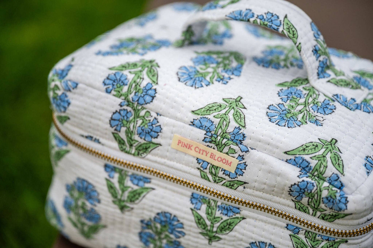 Blue Blossom Classic Vanity Train Case