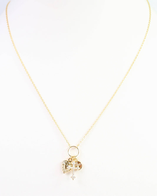 Janice Cross and Heart Charm Necklace