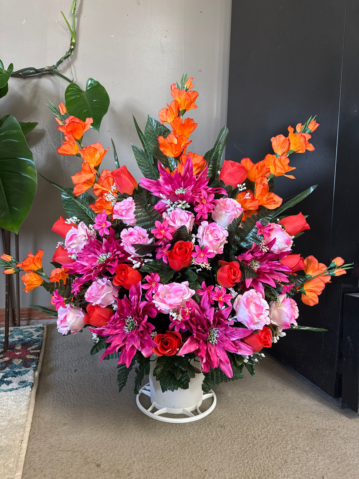 Pink & Orange Silk Basket