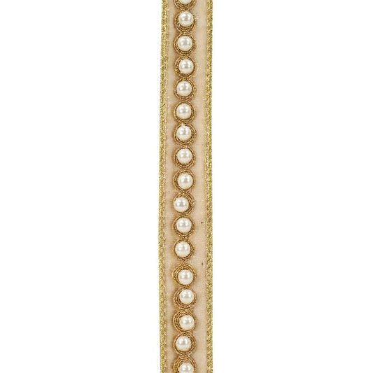 Pearl Plush Velvet Deluxe Splendor, Cream, 1 In, 5 Yards
