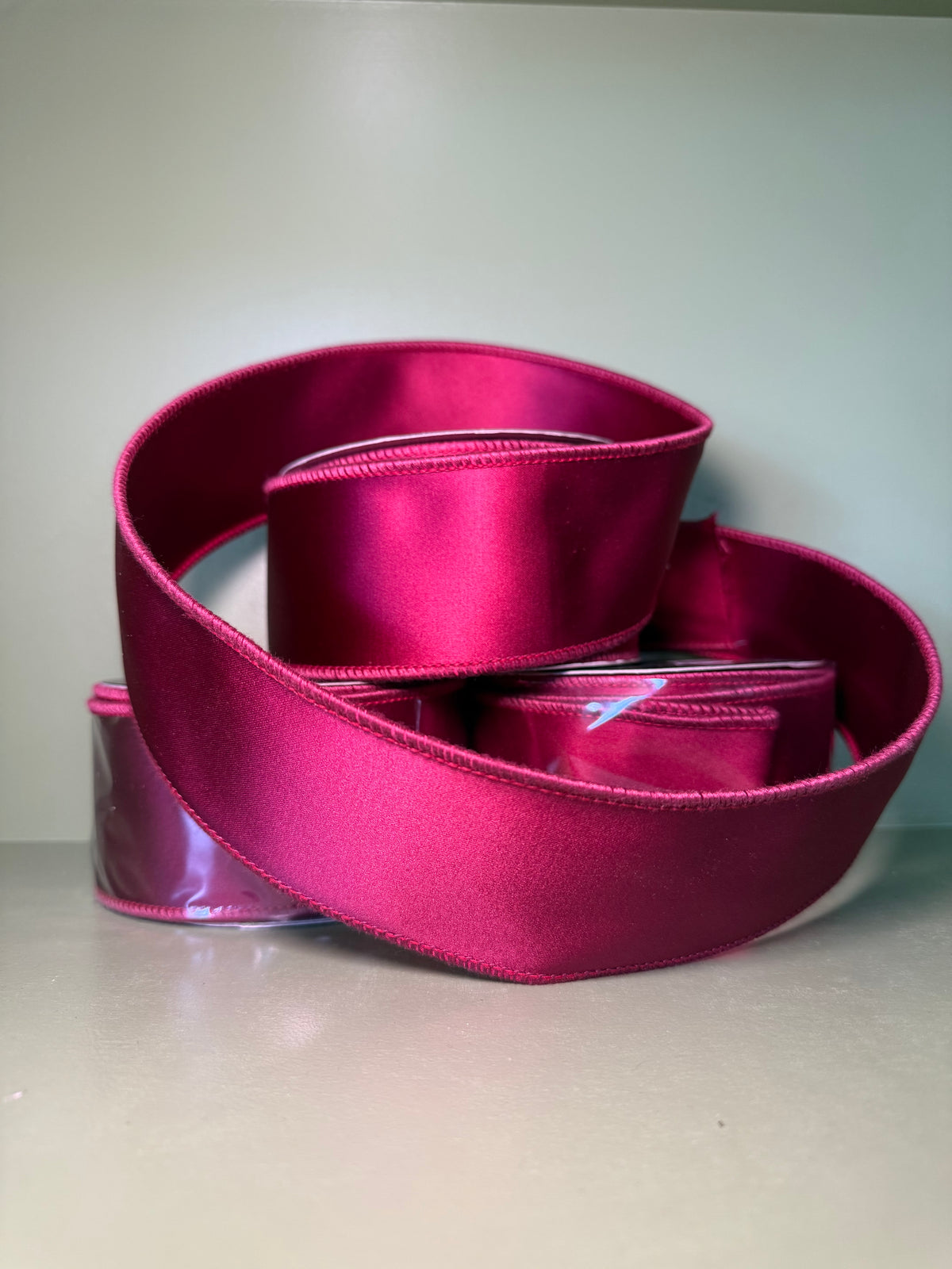 2.5inx10yd Burgundy Satin Double Fused Ribbon