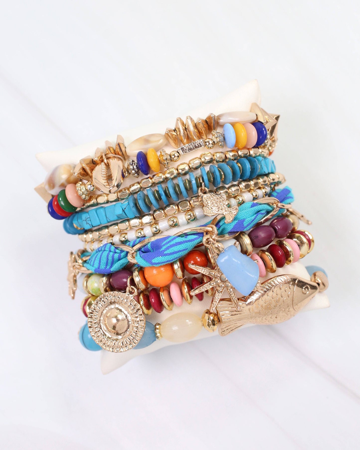 Urbana Beaded Stretch Bracelet Blue Multi