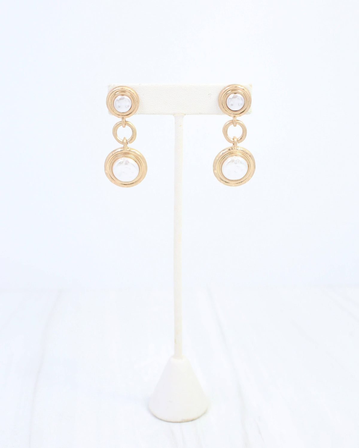 Baycrest Pearl Drop Earring in Worn Gold