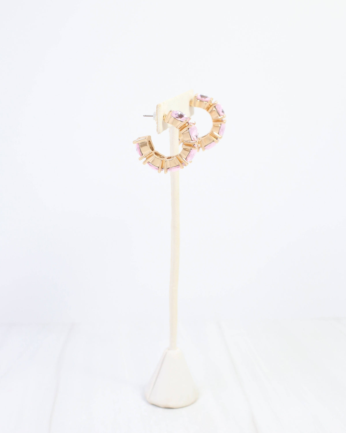 Roxanne Rhinestone Hoop Earring in Pink