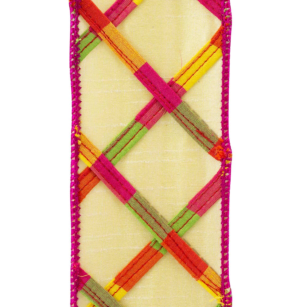 Rainbow Lattice Hemmy Wired Edge, Multi, 2-1/2 In, 5 Yards