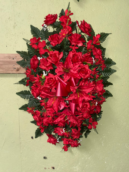 Red Silk Standing Spray - Small
