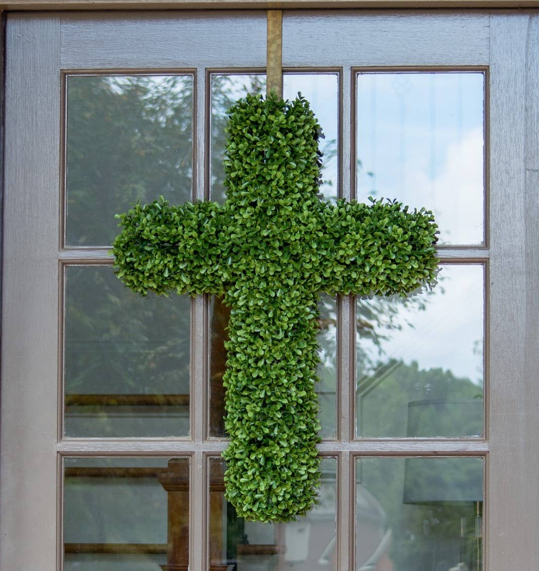 Faux Boxwood Cross 26" X 18"