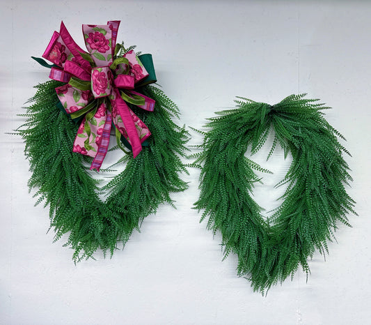 Dark Green Oval Bead Grass Artificial Wreath