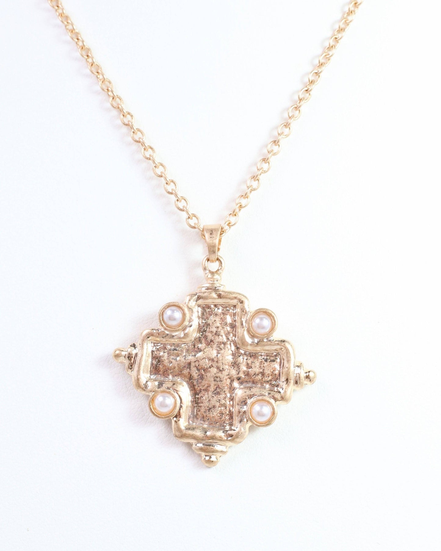 Karla Cross Necklace Worn Gold
