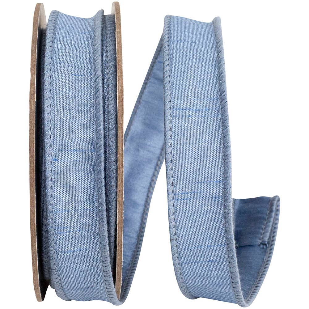 Dupioni Supreme Wired Edge, French Blue, 7/8 In, 10 Yards