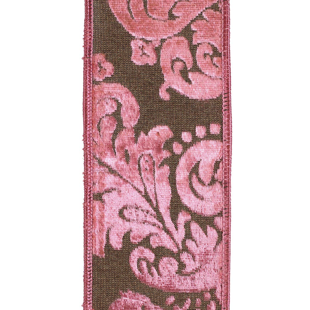 Velvet Filigree Deluxe Wired Edge, Rose, 2-1/2 In, 5 Yards