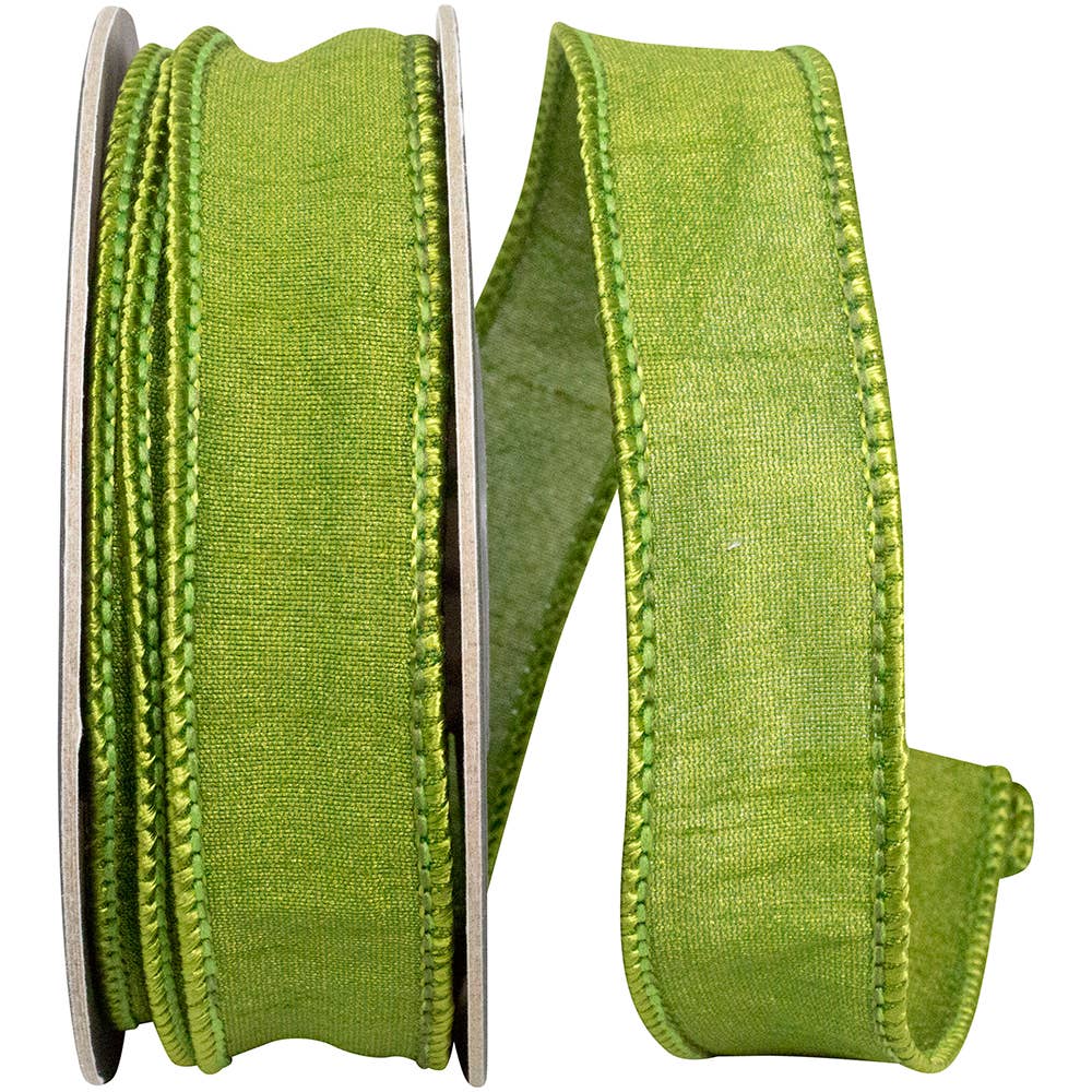 Custom Color Dupioni Wired Edge, Moss, 7/8 In, 10 Yards