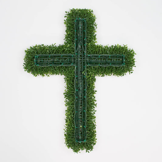 Faux Boxwood Cross 26" X 18"