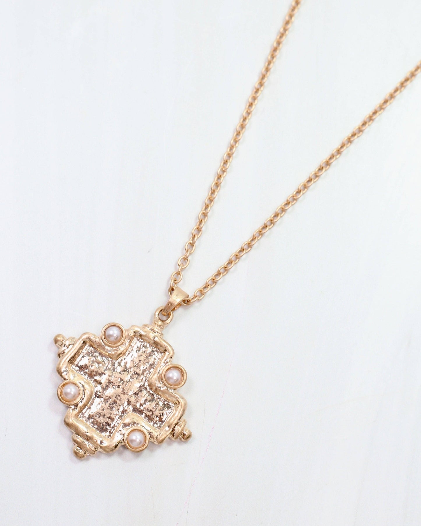 Karla Cross Necklace Worn Gold