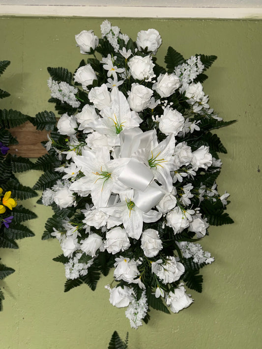 White Silk Standing Spray - Small