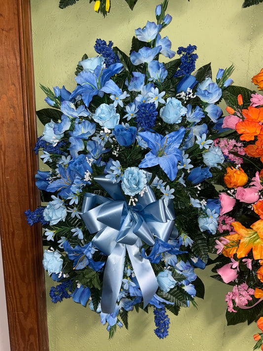 Shades of Blue Silk Standing Spray - Large