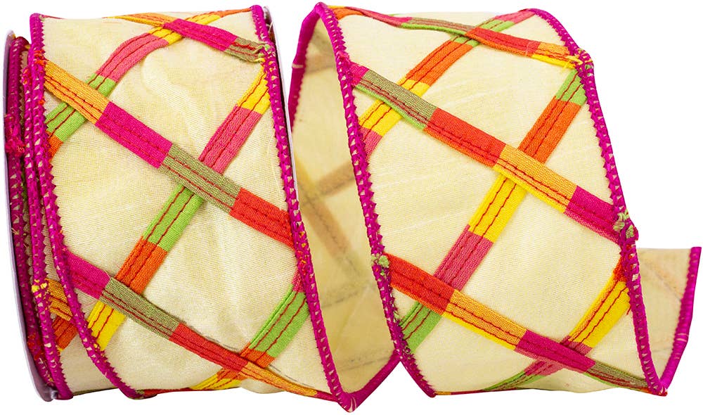 Rainbow Lattice Hemmy Wired Edge, Multi, 2-1/2 In, 5 Yards
