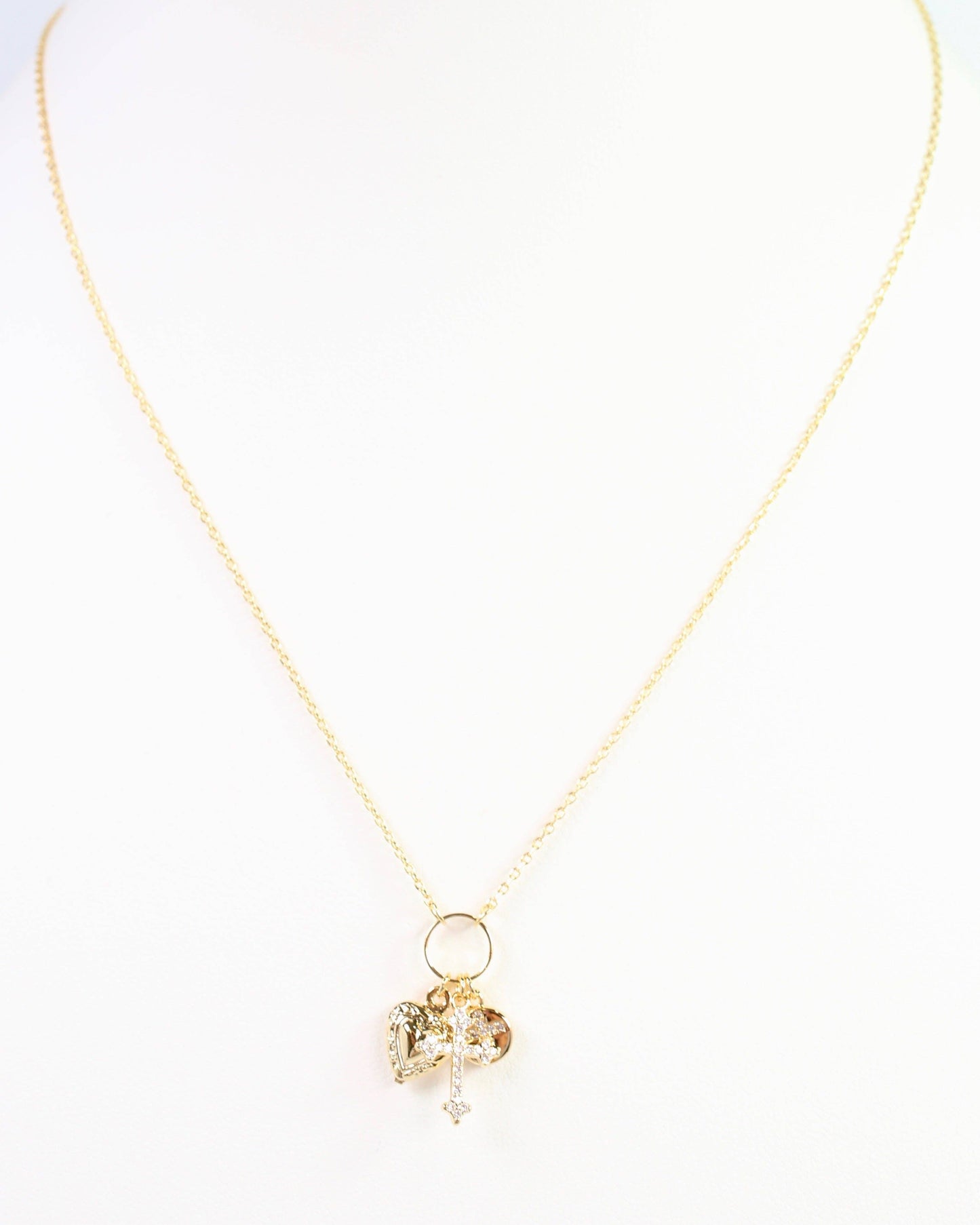 Janice Cross and Heart Charm Necklace