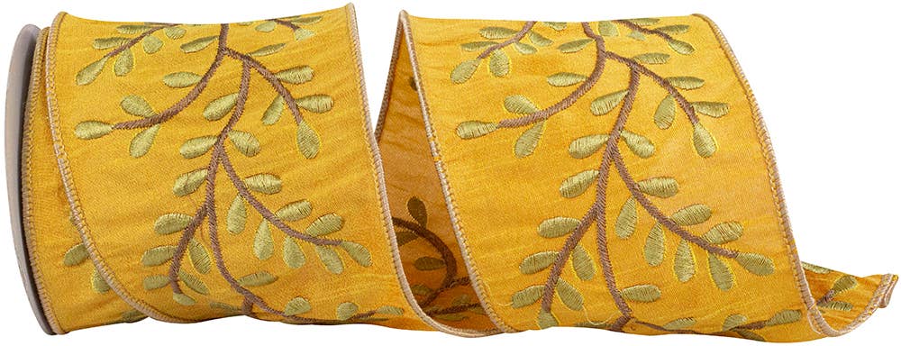 Vine Sunset Deluxe Embroidery, Mustard, 4 In, 5 Yards
