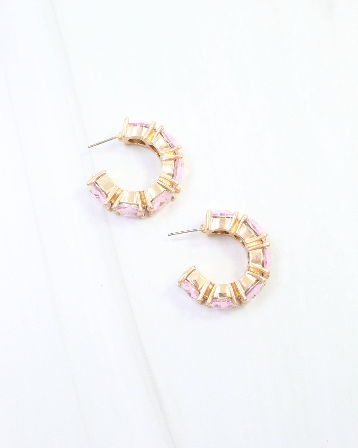 Roxanne Rhinestone Hoop Earring in Pink