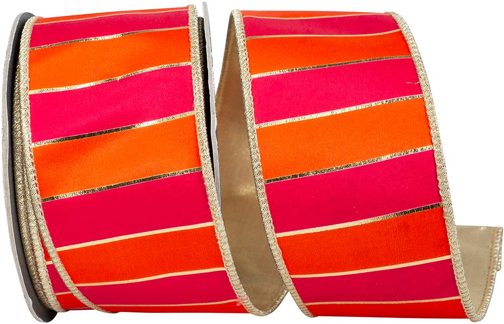 Striped Regal Bars, Orange/fuchsia, 2-1/2 In, 10 Yards