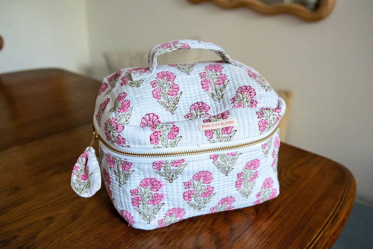 Pink Blossom Classic Vanity Train Case