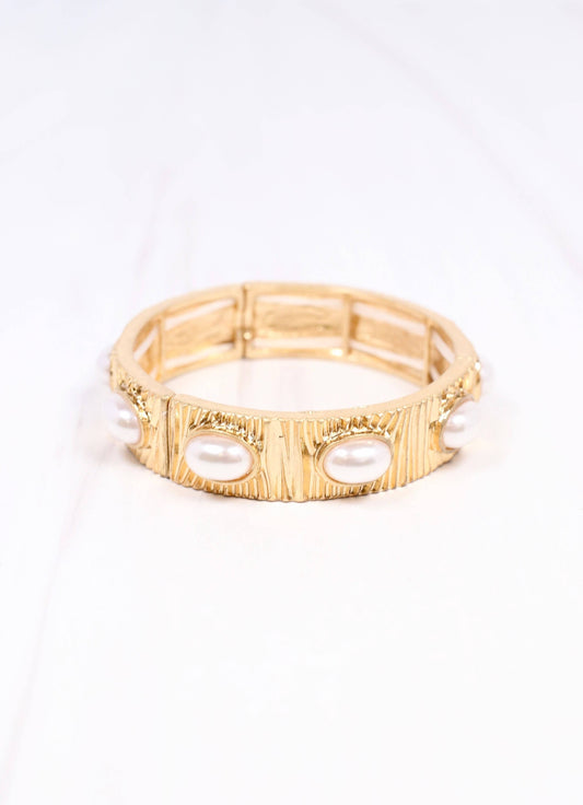 Pascal Pearl Stretch Bracelet Gold