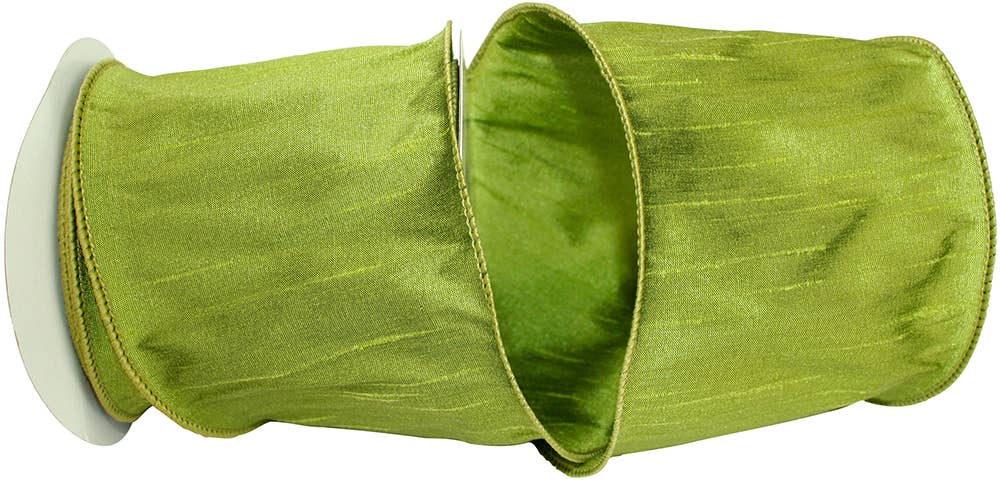 Dupioni Supreme Wired Edge, Green Grass, 4 In, 10 Yards