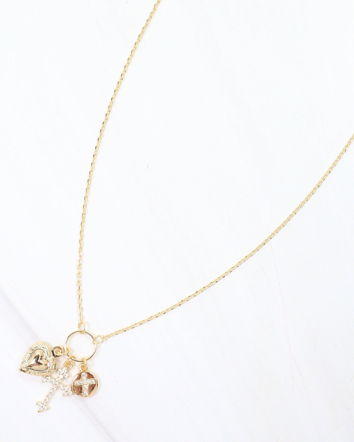 Janice Cross and Heart Charm Necklace