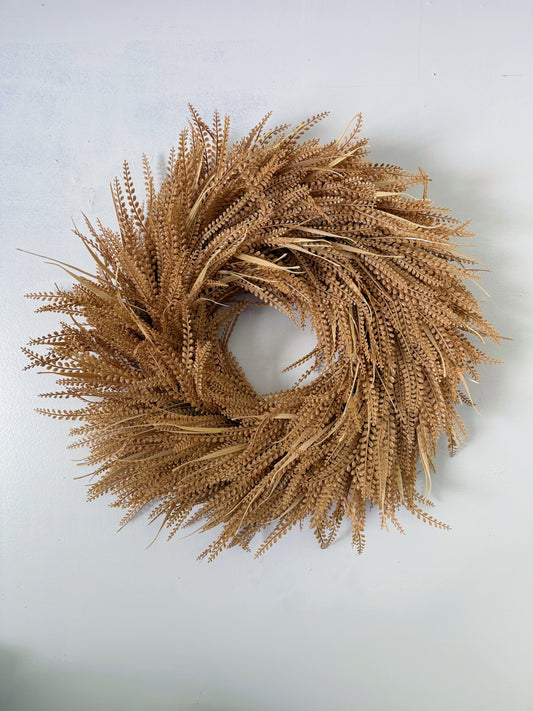 Brown Round Bead Grass & Fern Mix Artificial Wreath
