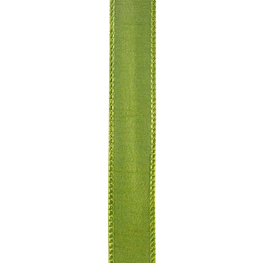 Custom Color Dupioni Wired Edge, Moss, 7/8 In, 10 Yards