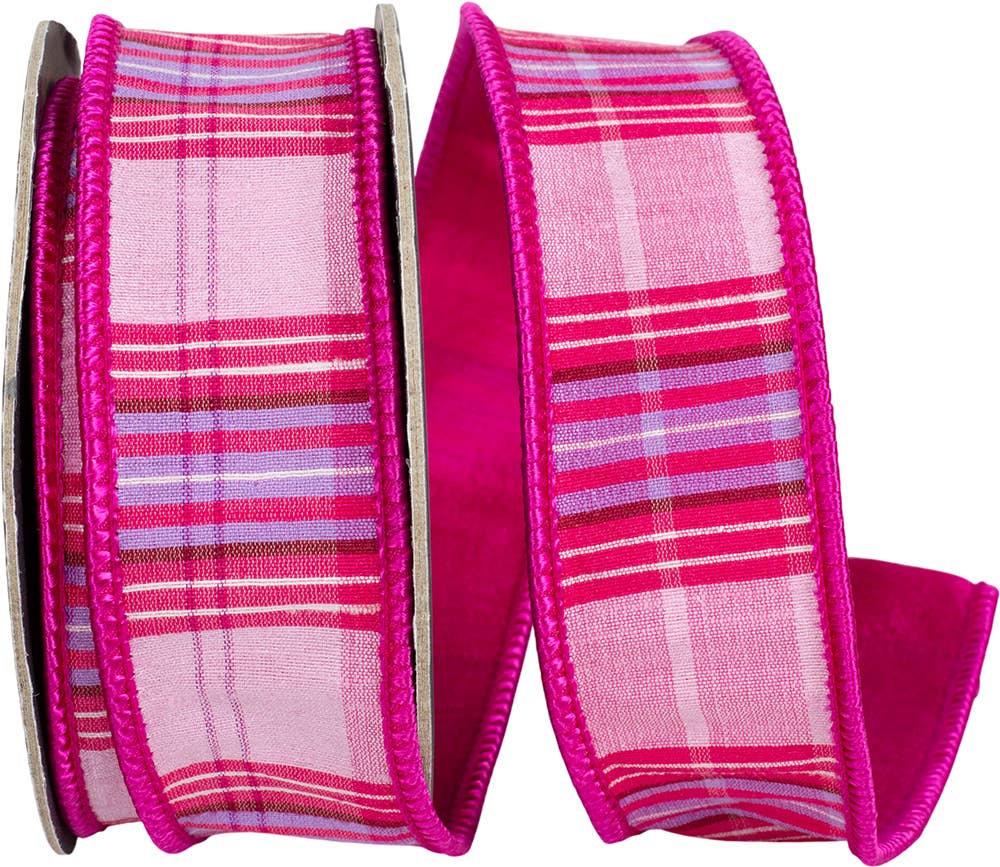 Candy Shop Plaid Deluxe, Fuchsia/pink, 1-1/2 In, 5 Yards