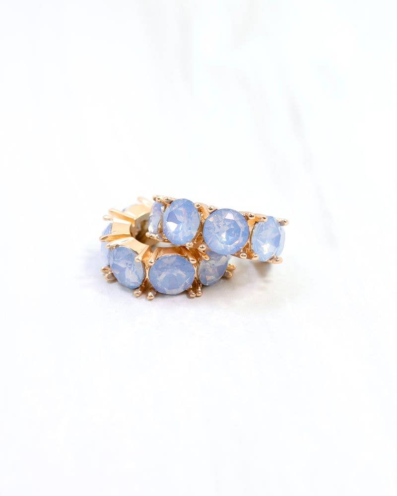 Roxanne Rhinestone Hoop Earring in Blue Opal