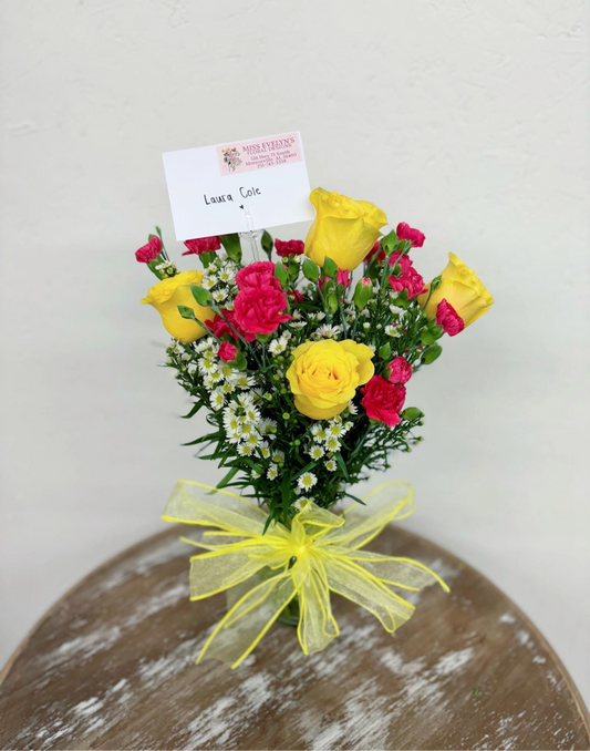 Half a Dozen Roses in a Vase
