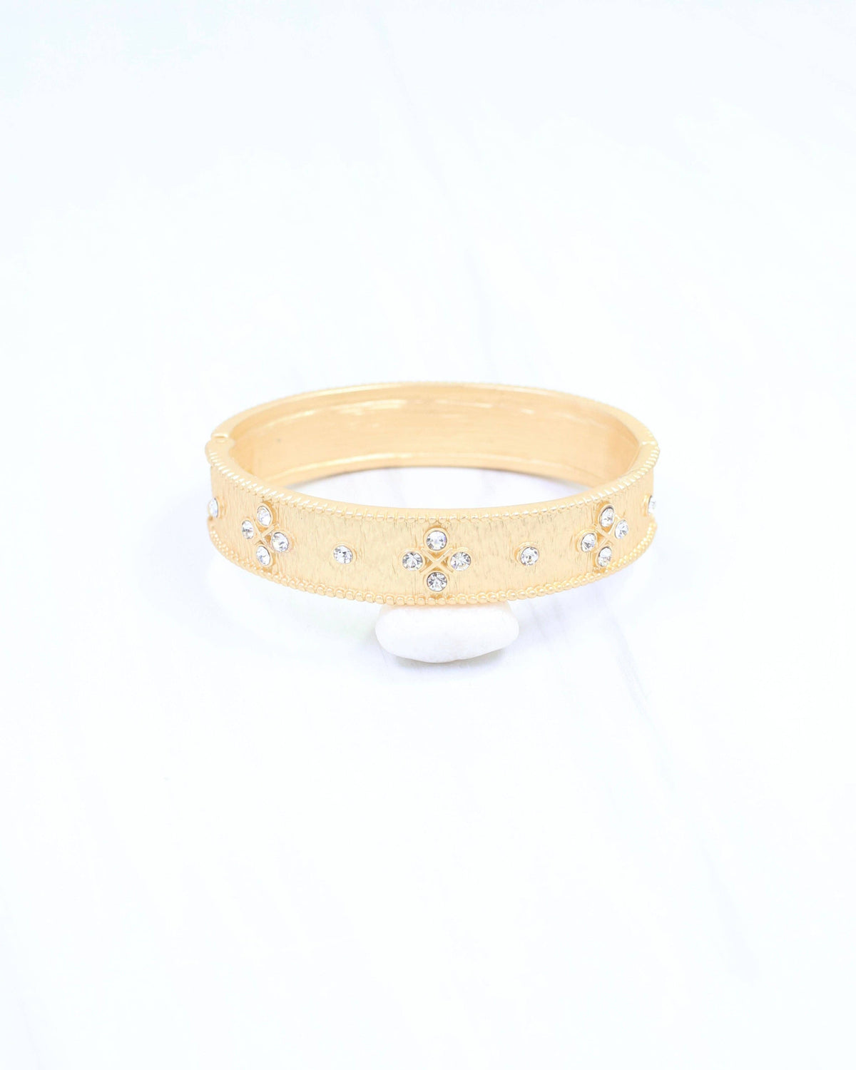 Miley Crystal Hinged Bangle Bracelet in Matte Gold