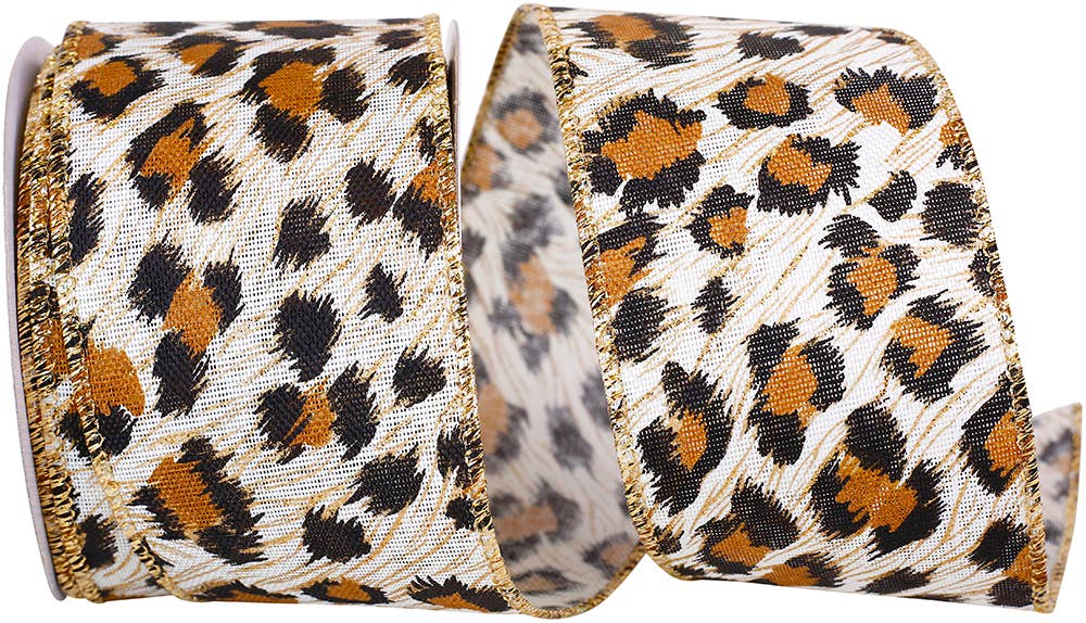 Cheetah Sparkle Linen Wired, Multi, 2-1/2 In, 10 Yards