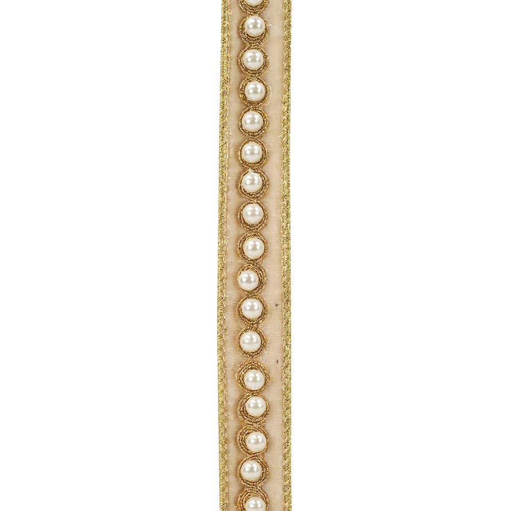 Pearl Plush Velvet Deluxe Splendor, Cream, 1 In, 5 Yards