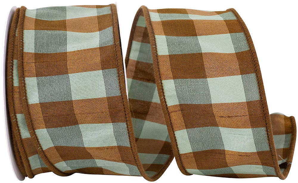 Aspen Dupioni Check Wired, Celadon, 2-1/2 In, 10 Yards
