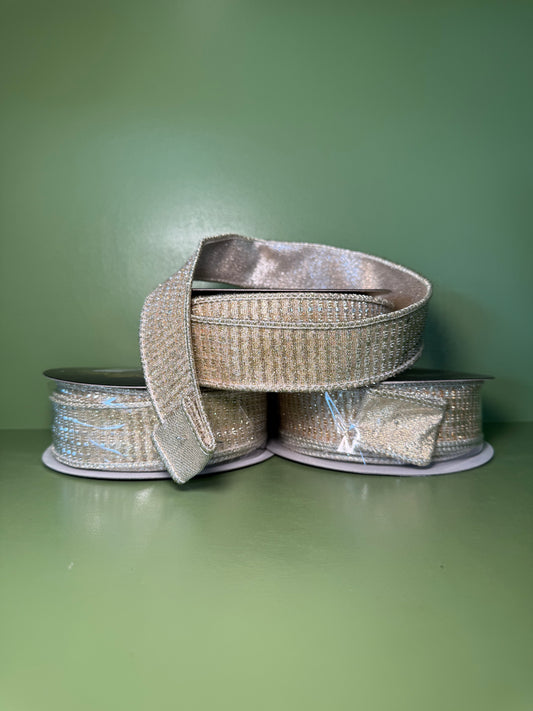 1.5inx10yd Gold Metallic Square Trim Dupioni Ribbon