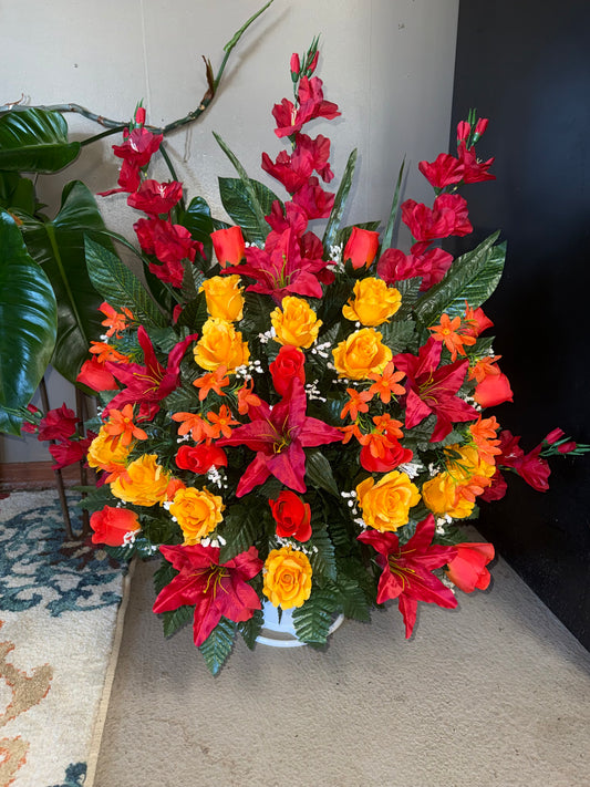 Red, Orange & Yellow Silk Basket