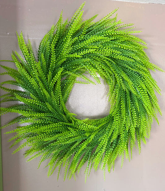 Two Tone Round Green Bead Grass Artificial Wreath