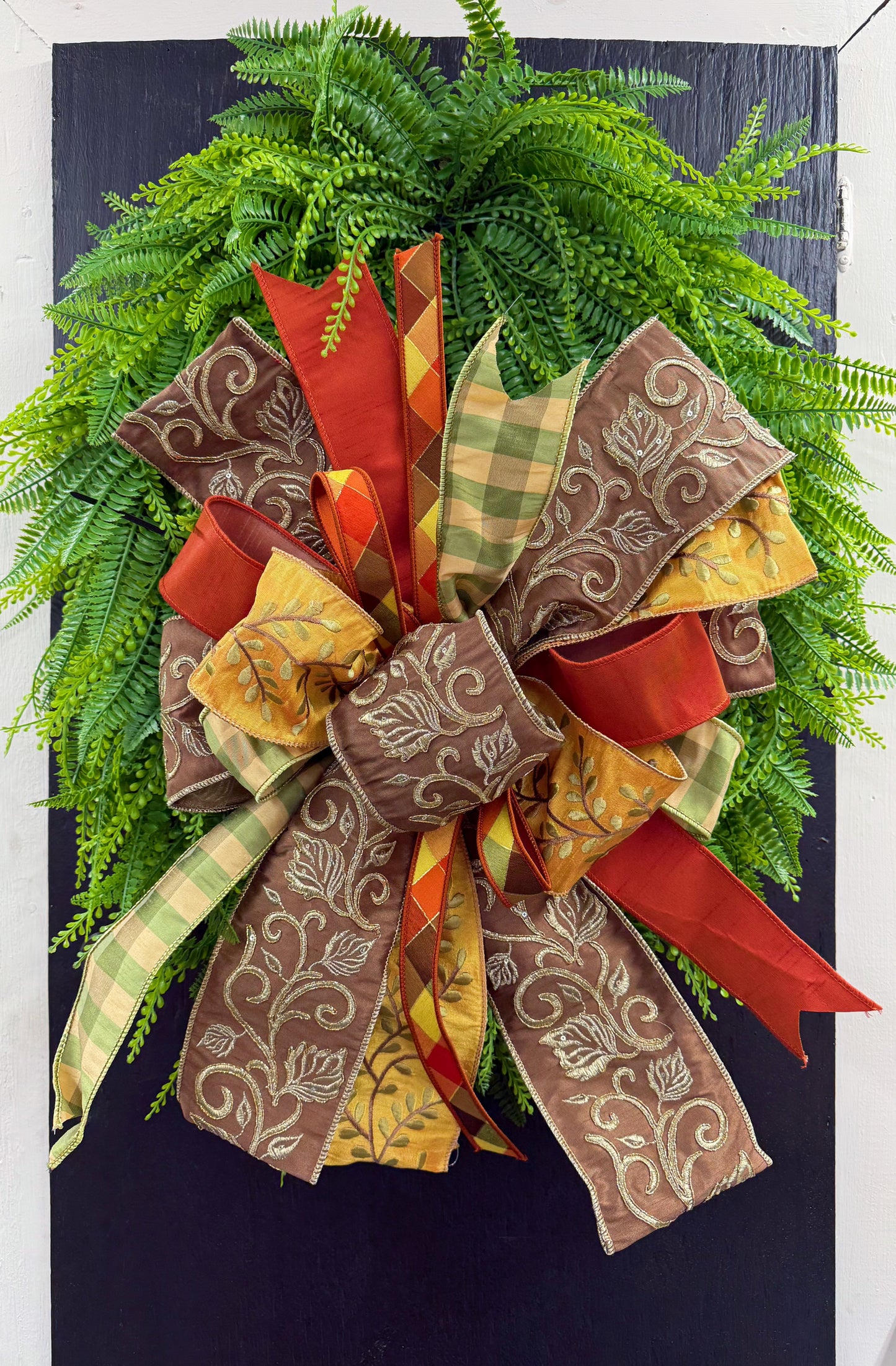 Fall Themed Hand Tied Bow using 5 different ribbons