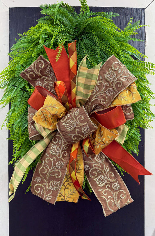 Fall Themed Hand Tied Bow using 5 different ribbons