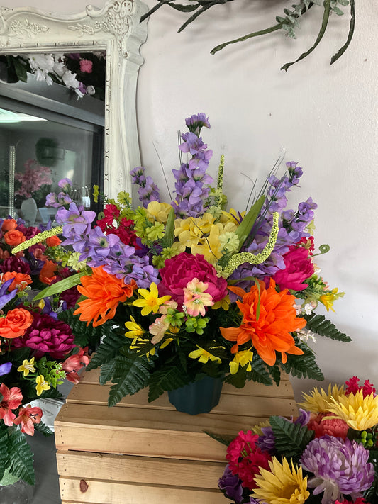 Silk Floral Weighted Pot