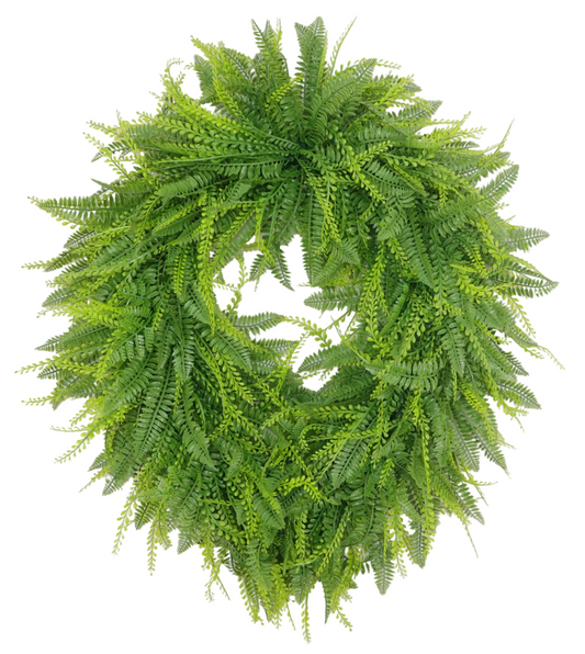 Faux Bead Grass and Fern Mix Oval Wreath