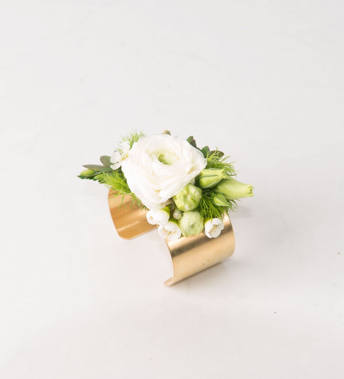 Wrist Corsage on a Gold Cuff