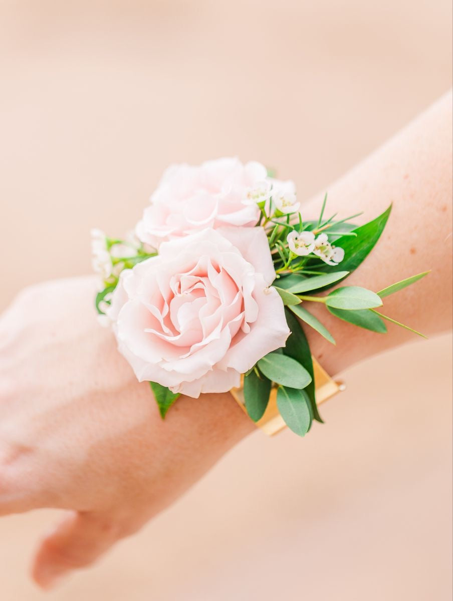 Wrist Corsage on a Gold Cuff