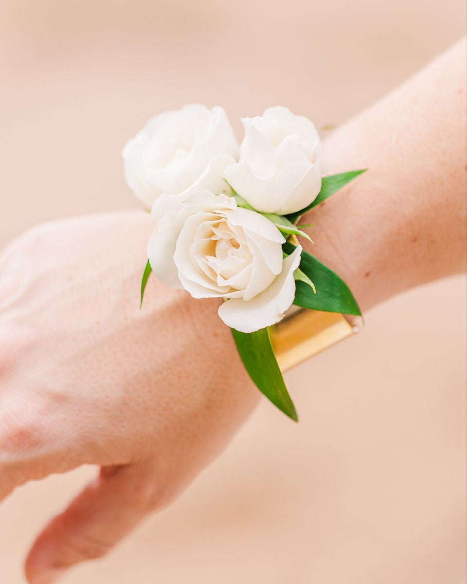 Wrist Corsage on a Gold Cuff