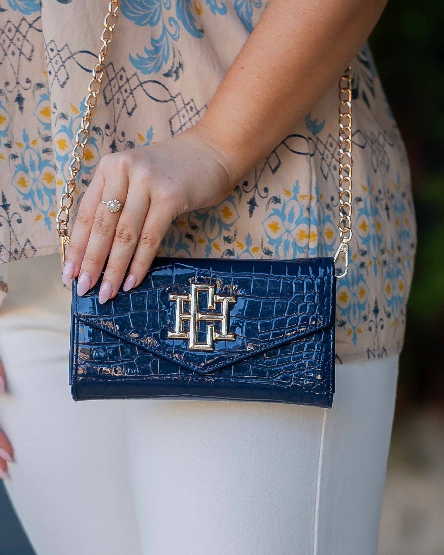Carlington Clutch/Crossbody Navy Patent